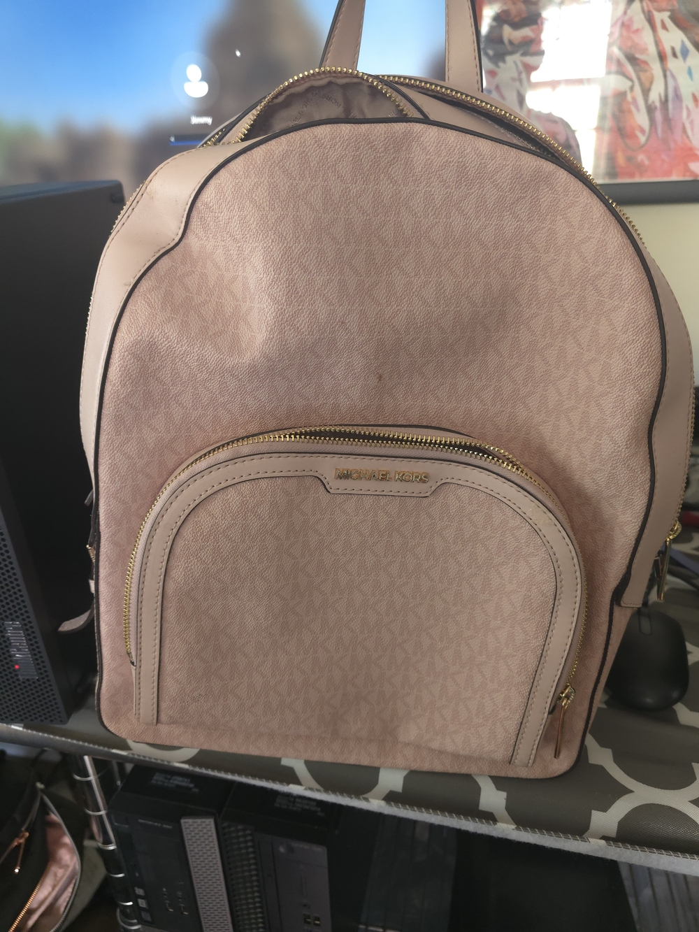 Michael Kors Pink Logo Backpack